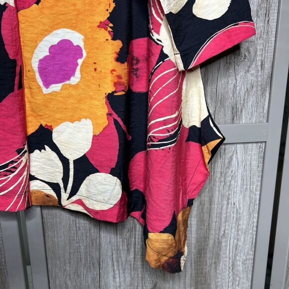 IC by Connie K Tunic 2XL Floral Asymmetric With Pockets Lagenlook Artsy - Picture 5 of 8